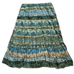 SALE Christopher & Banks tiered blue/green skirt Sz L
